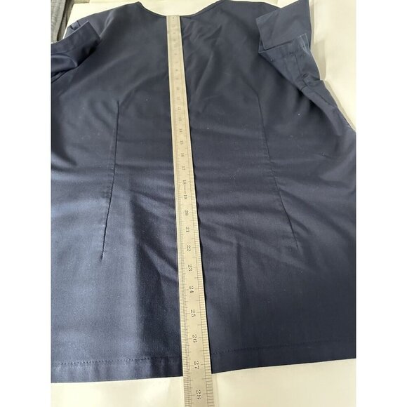 Set of (2) Womens Scrub Tops Dagacci & Cherokee Size L Black & Blue Pockets - Picture 14 of 16